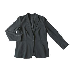 Ann Taylor Ponte Blazer Women 16T Black Rayon Career Work Corporate Minimalist